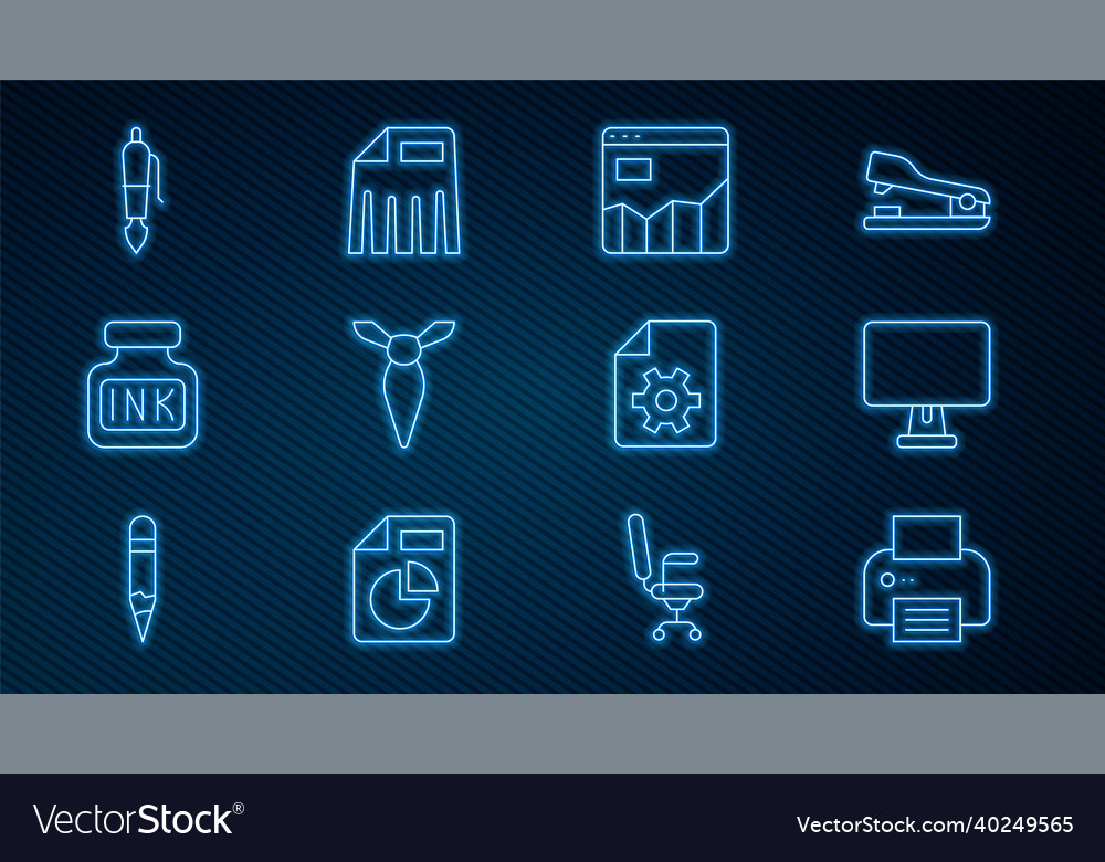 Set line printer computer monitor graph chart vector image Set line printer computer monitor graph chart