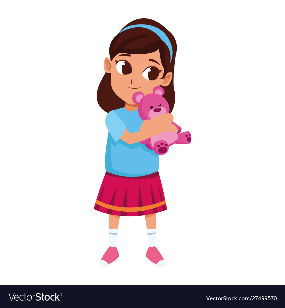 Cartoon little girl flat colorful design