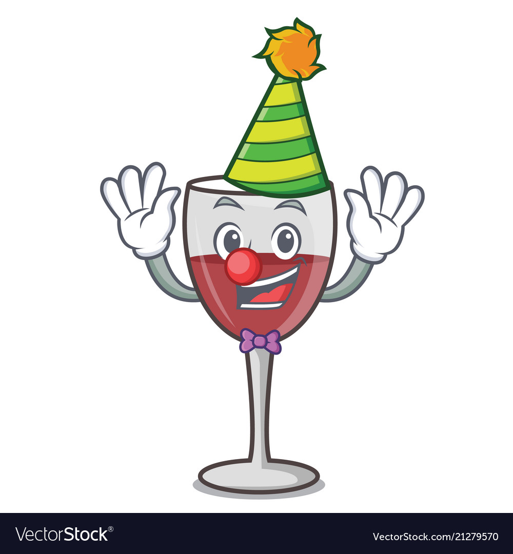 Clown wine mascot cartoon style