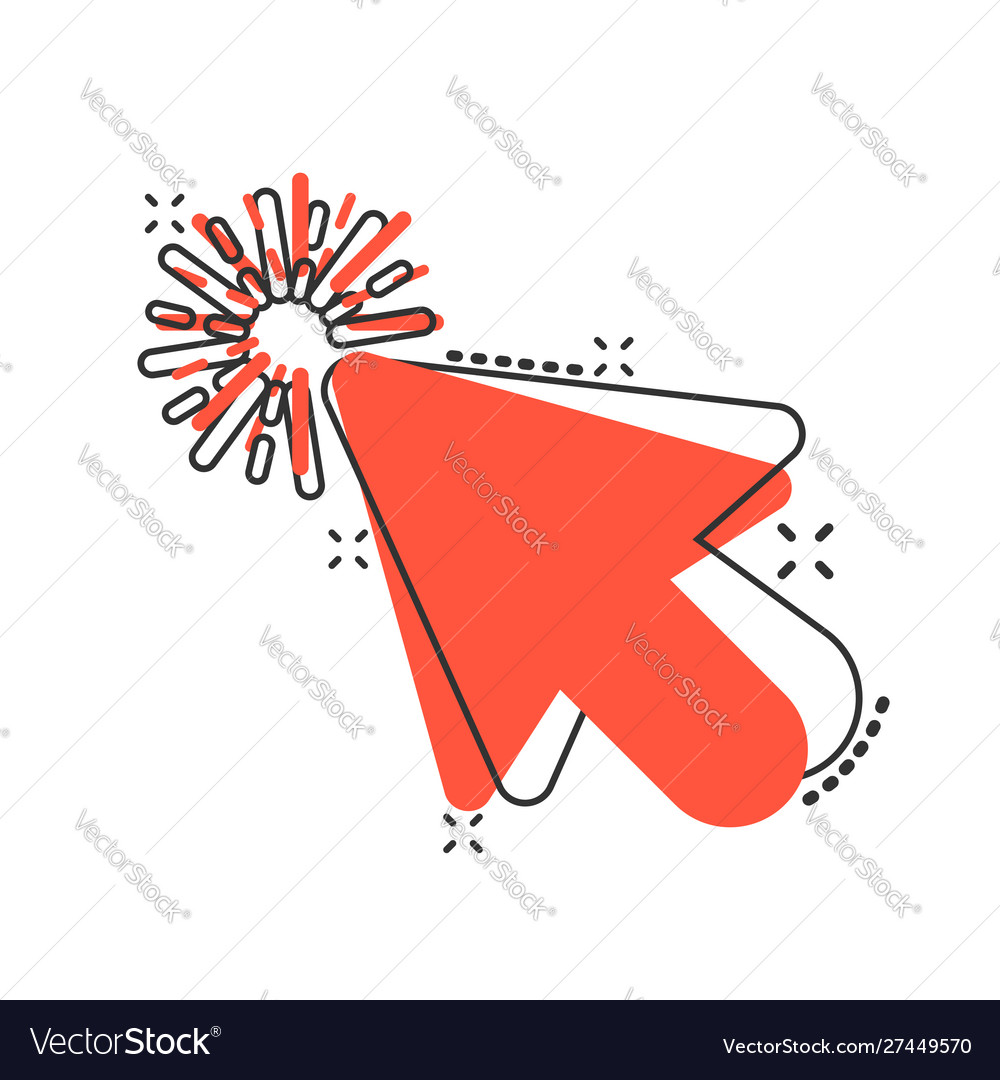 Computer mouse cursor icon in comic style arrow vector image Computer mouse cursor icon in comic style arrow