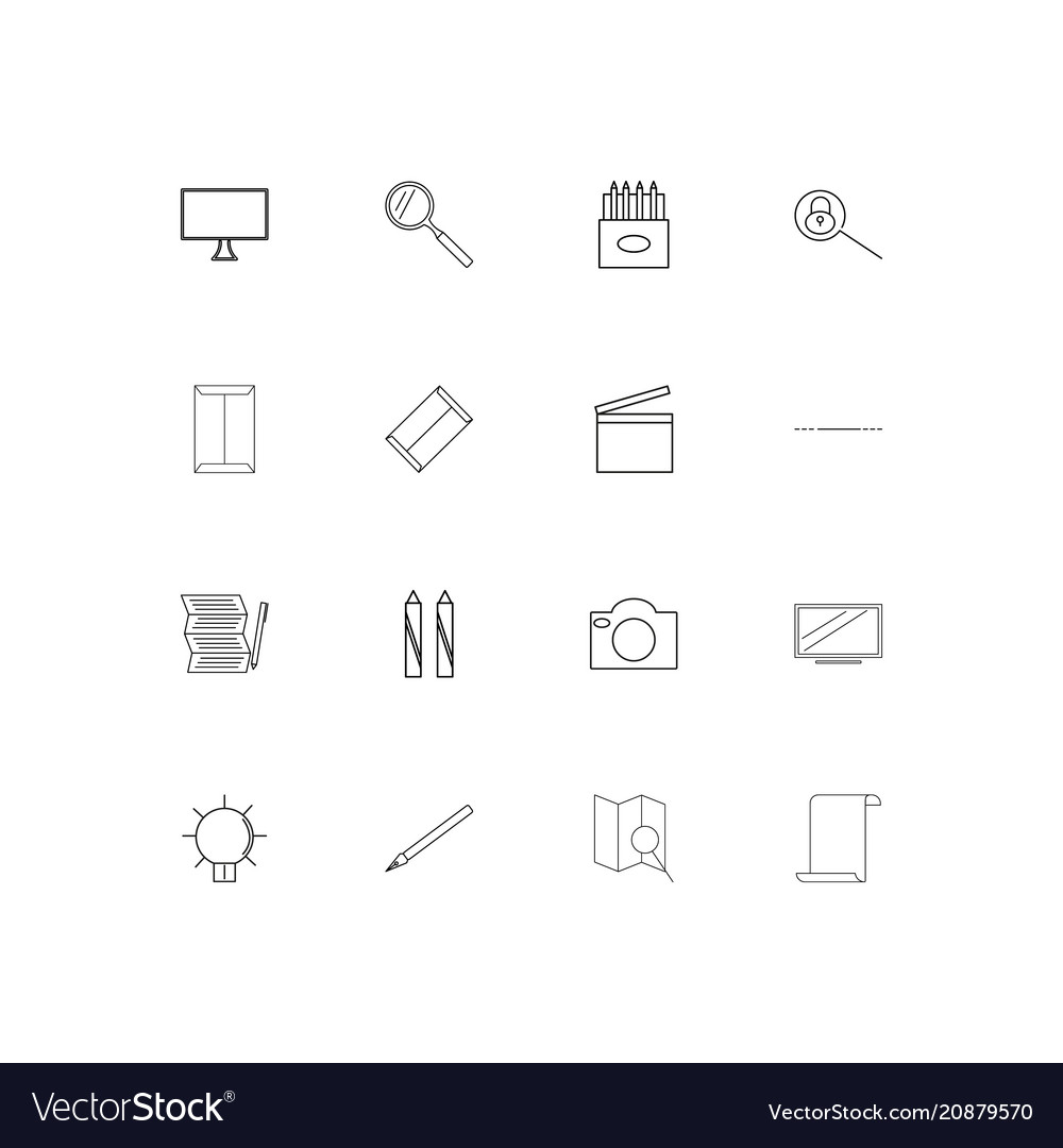 Creative process and design linear thin icons set