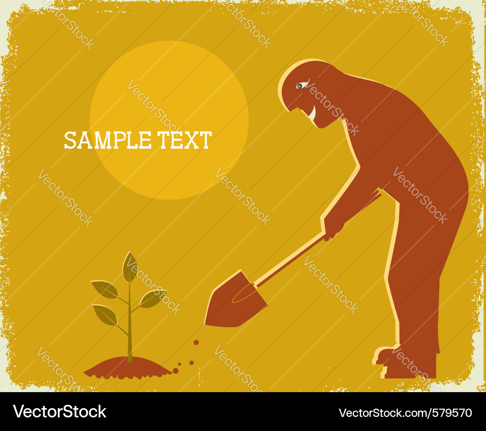 Gardener digging Royalty Free Vector Image - VectorStock
