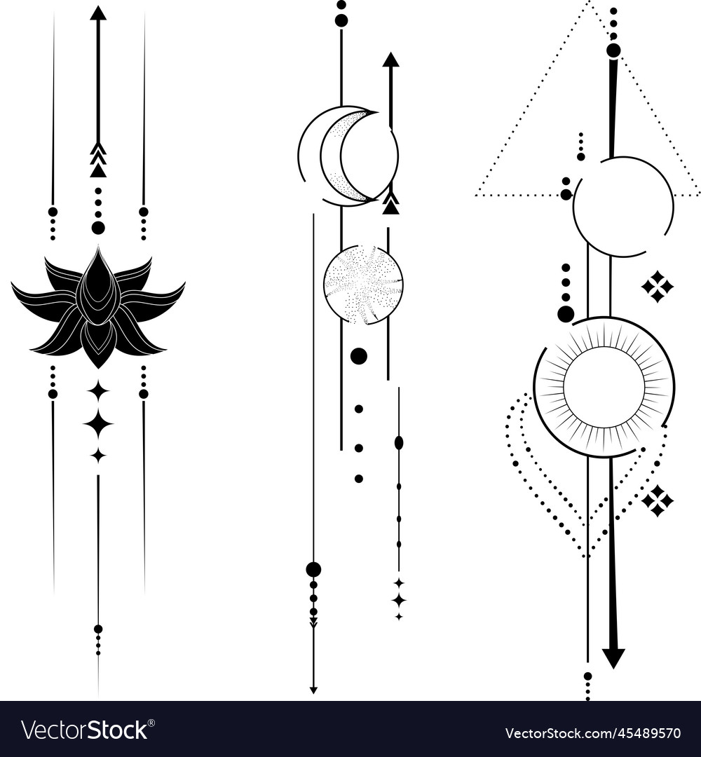 Geometric lines tattoo set pack collection
