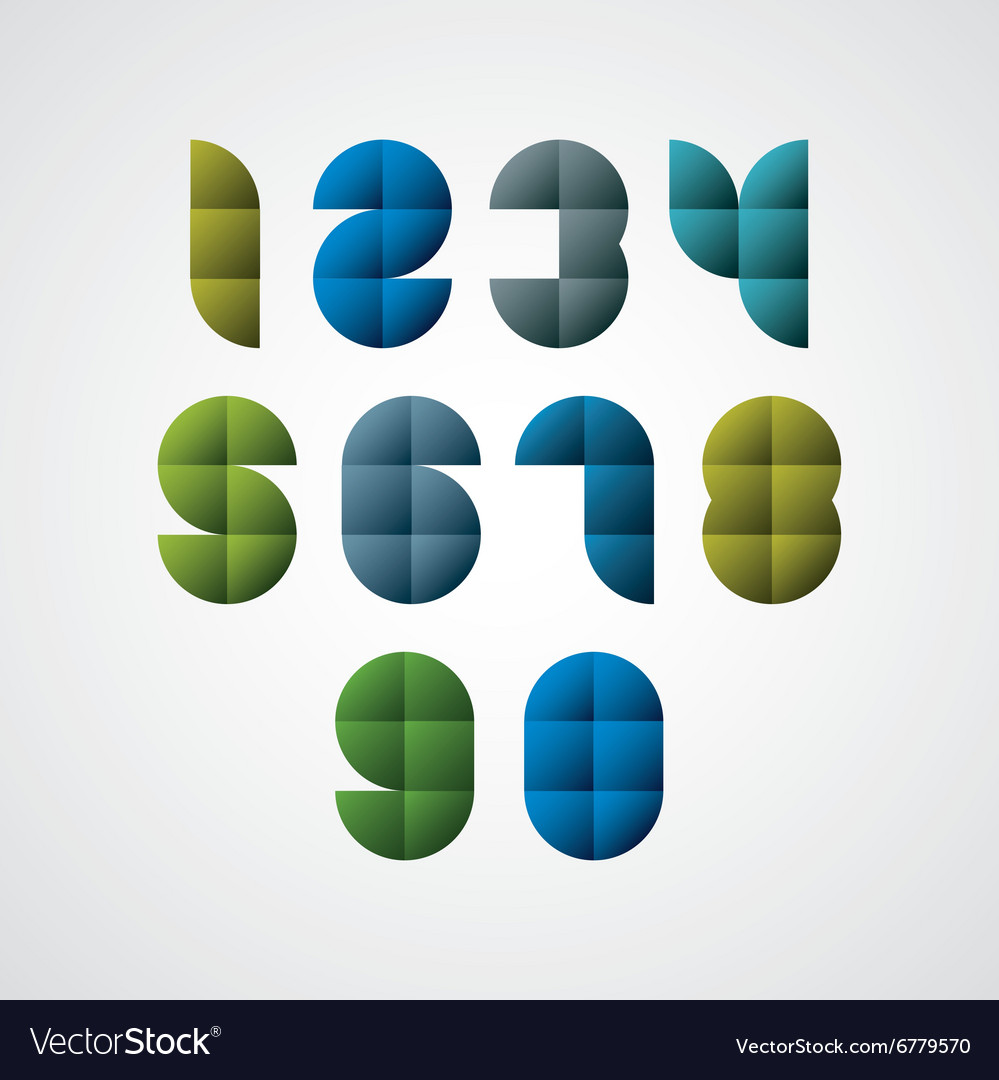 Geometric modern style numbers made with squares