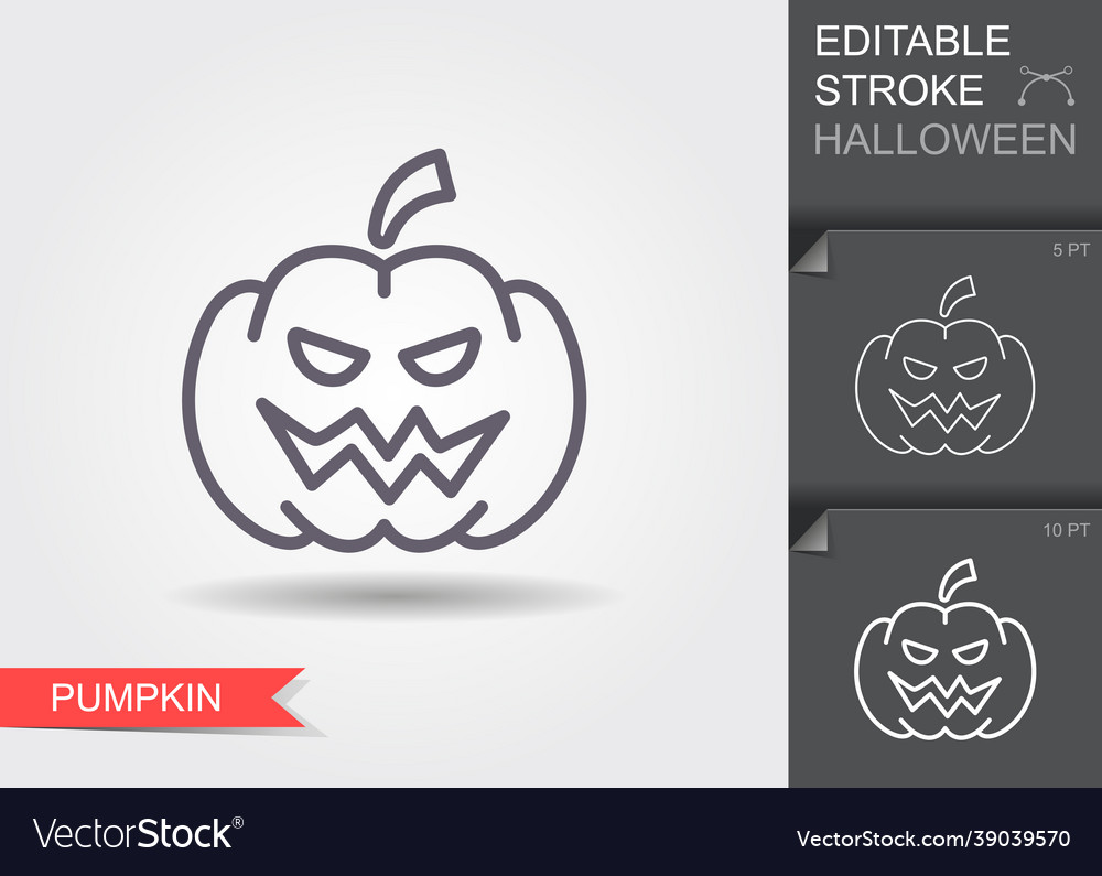 Halloween pumpkin line icon with editable stroke