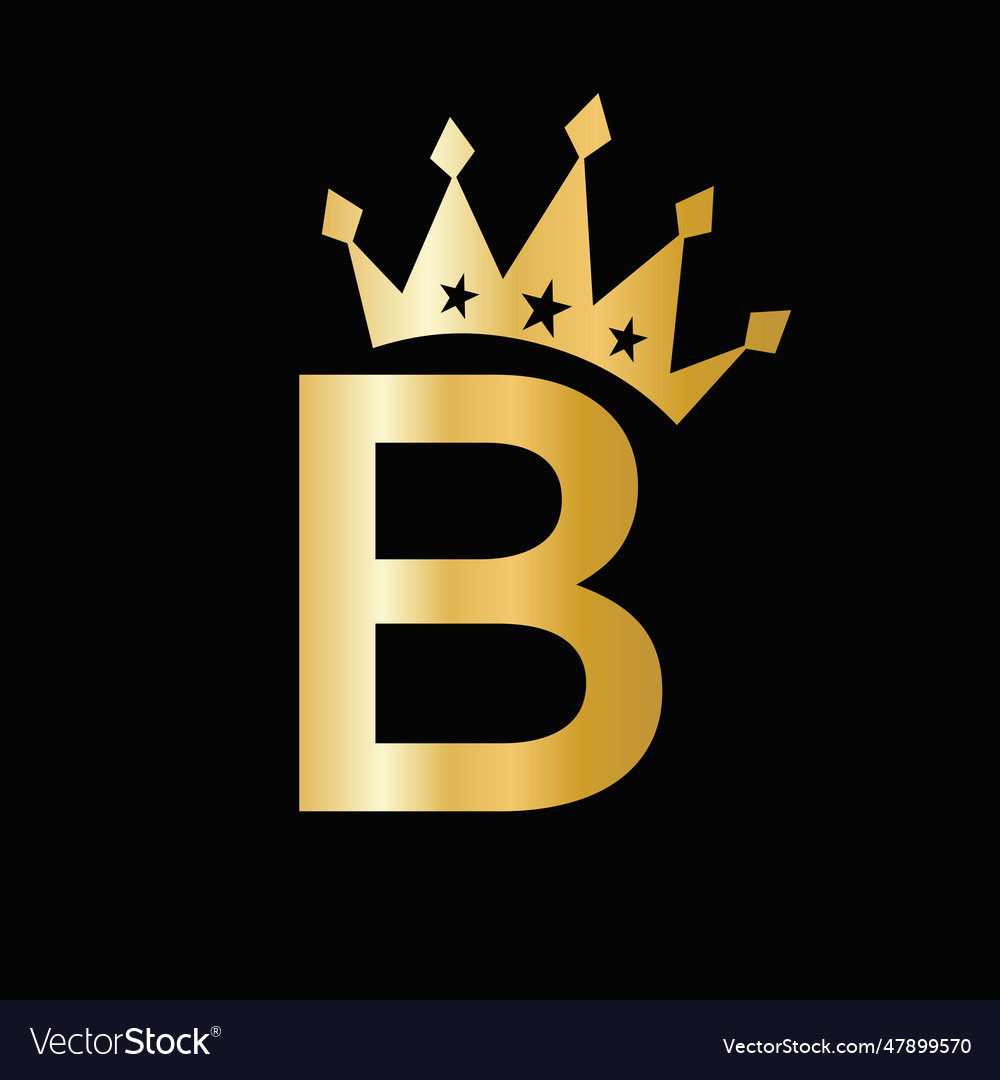 Letter b luxury logo with crown symbol Royalty Free Vector