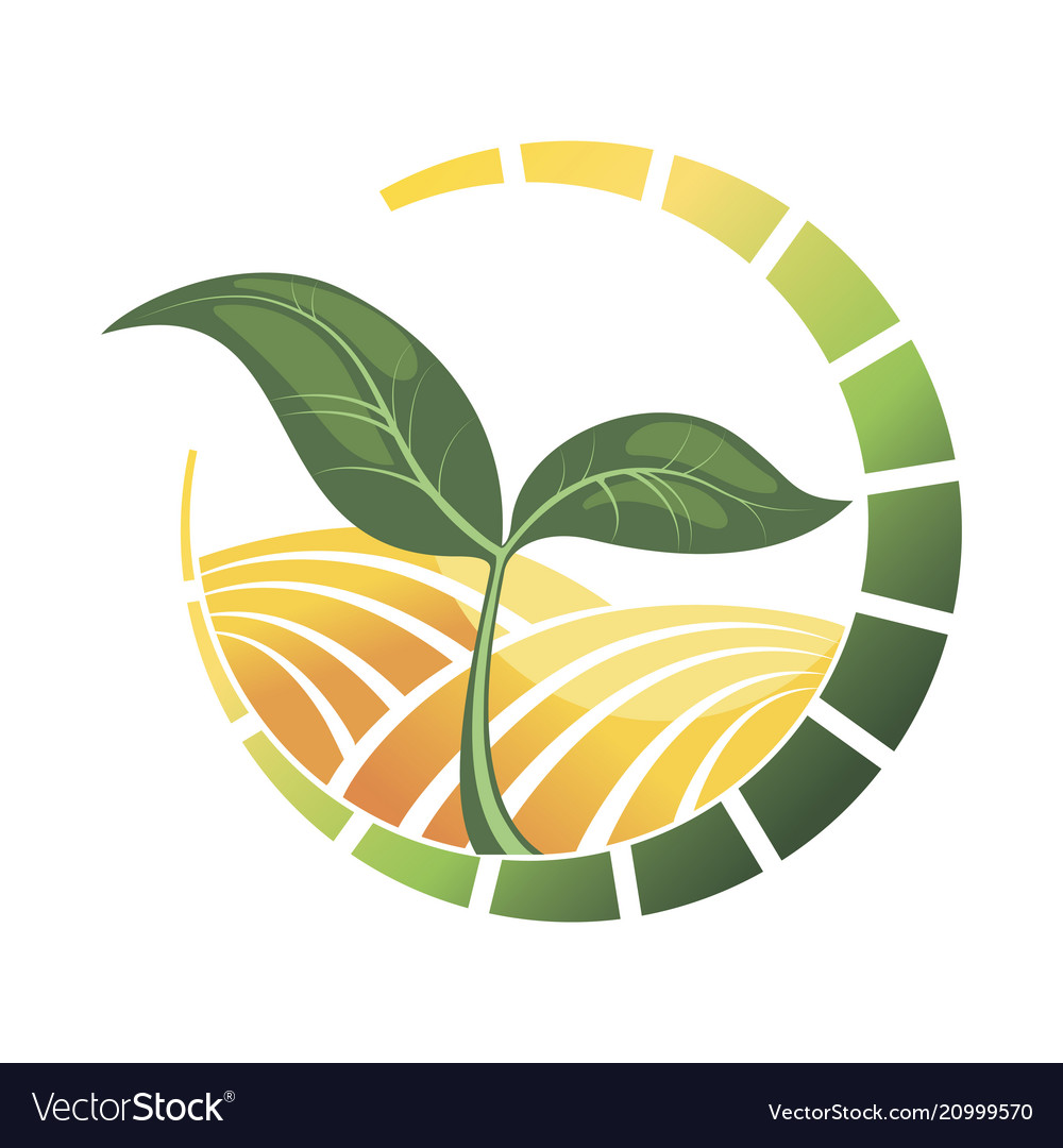 Logotype of agriculture logo with a field of Vector Image