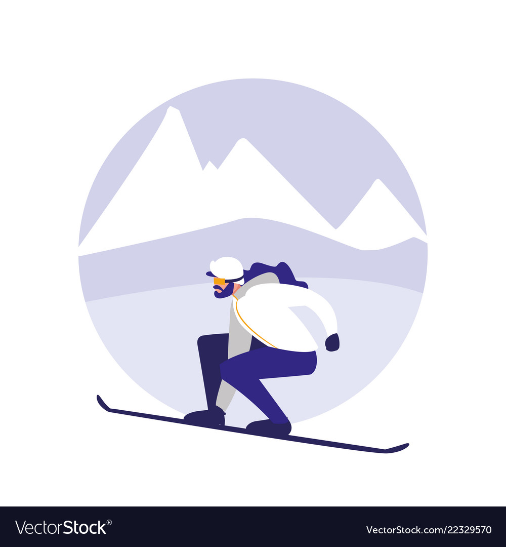 Man practicing skiing on ice avatar character