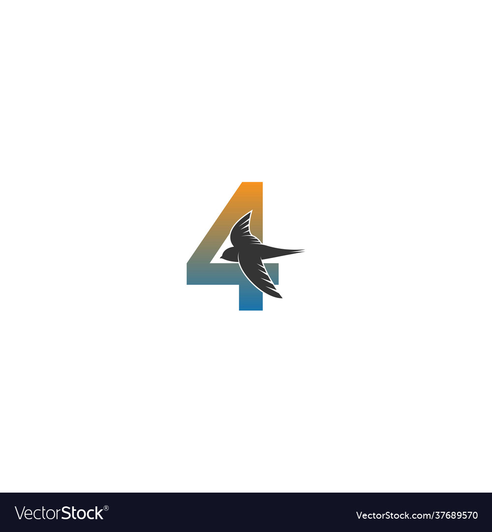 Number 4 logo with swift bird icon design Vector Image Number 4 logo with swift bird icon design