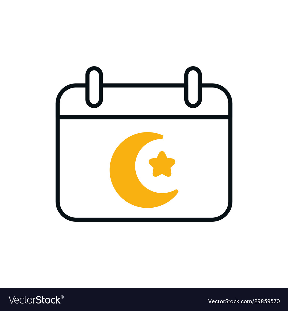 Ramadan moon and star calendar half line Vector Image