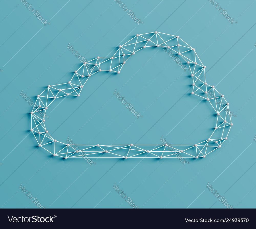 Realistic a cloud icon made pins and strings vector image Realistic a cloud icon made pins and strings