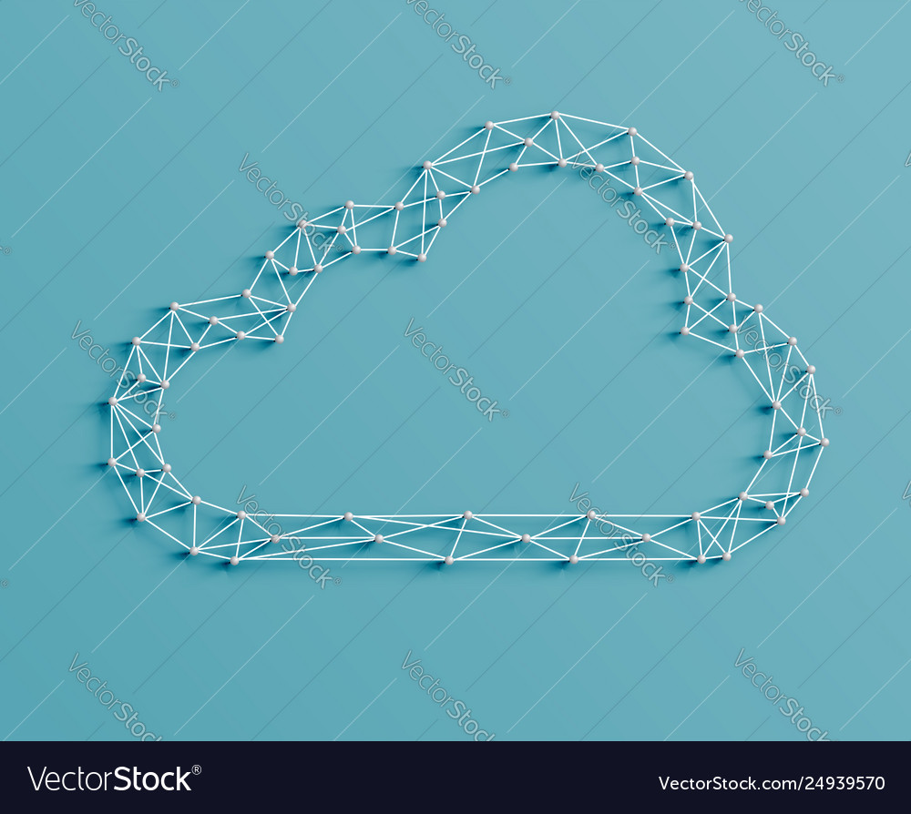 Realistic a cloud icon made pins and strings