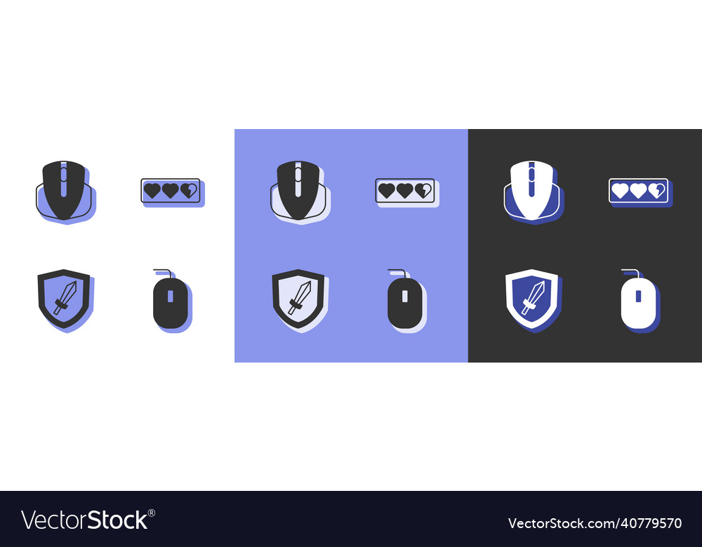 Set computer mouse sword for game and life vector image Set computer mouse sword for game and life