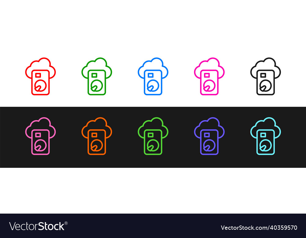 Set line cloud database icon isolated on black vector image Set line cloud database icon isolated on black