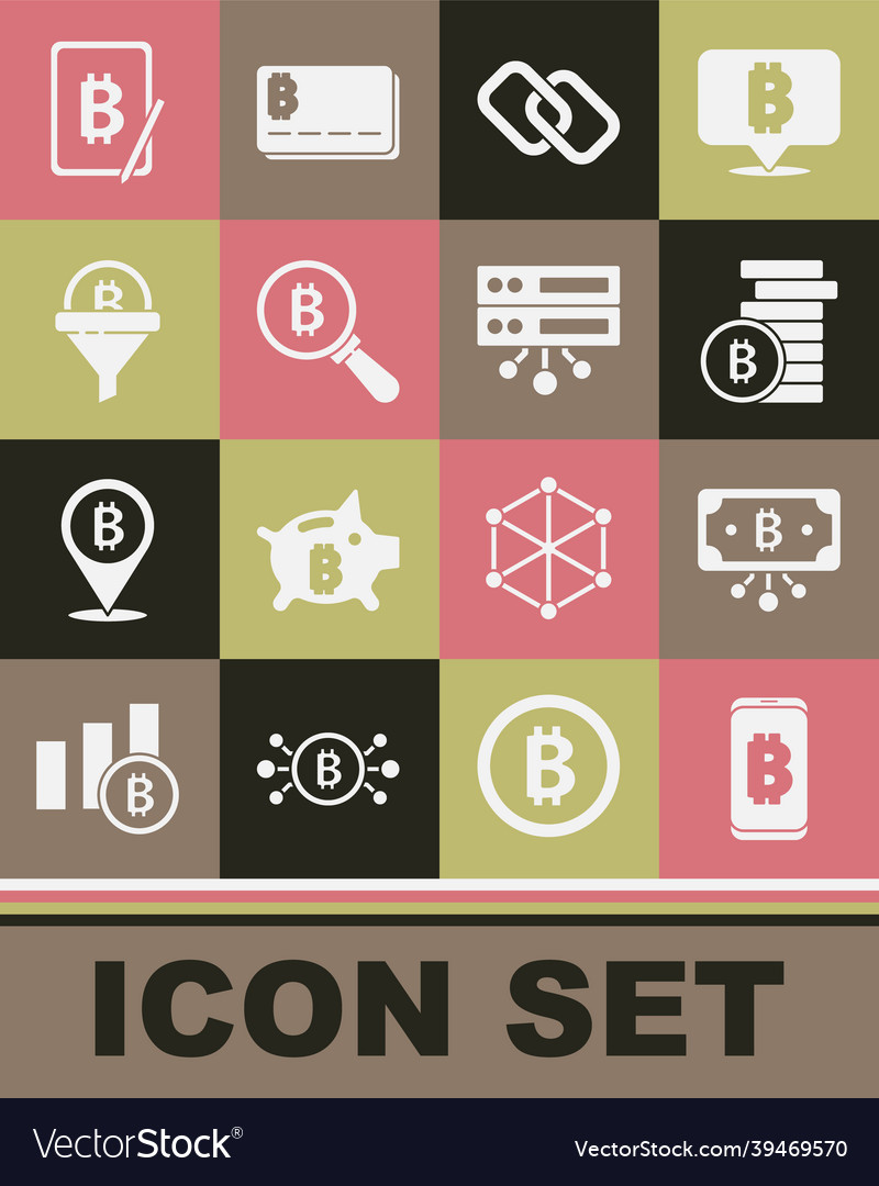 Set mining bitcoin from mobile Vector Image Set mining bitcoin from mobile