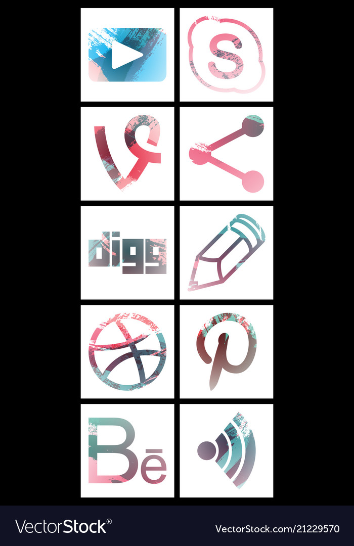 Set of social networking icons web design flat
