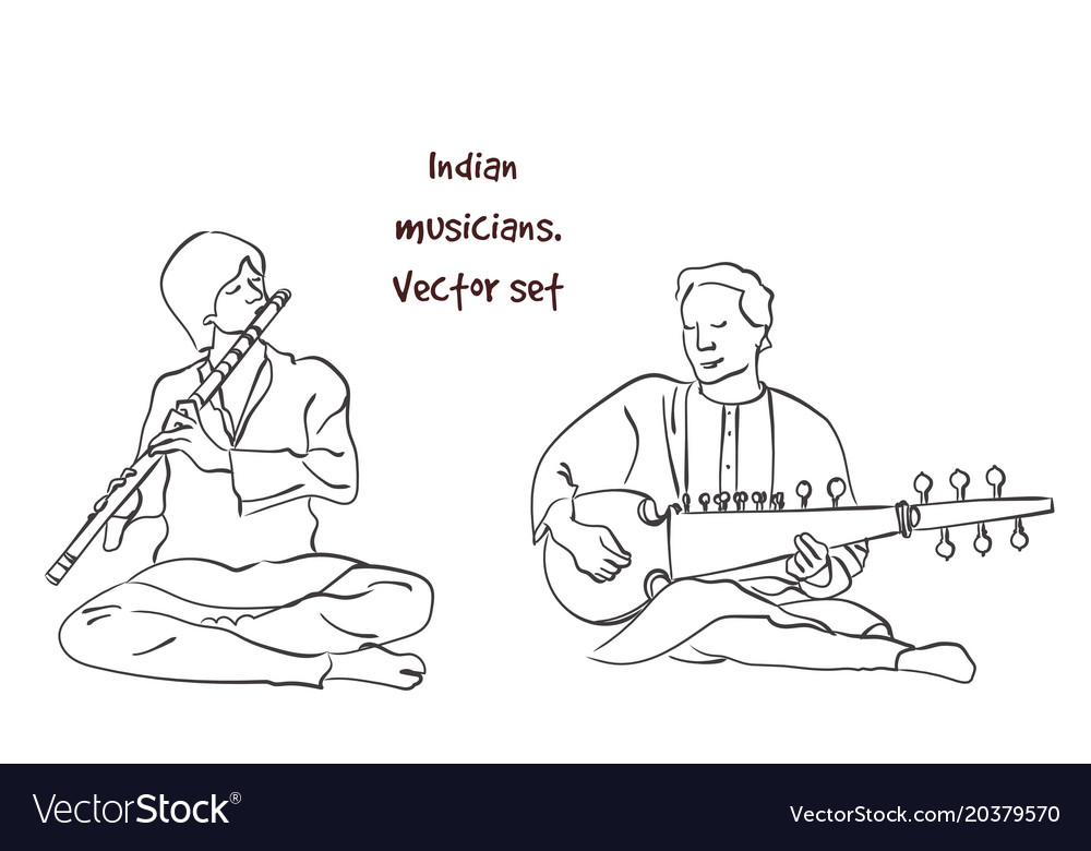 Silhouette indian musician Royalty Free Vector Image