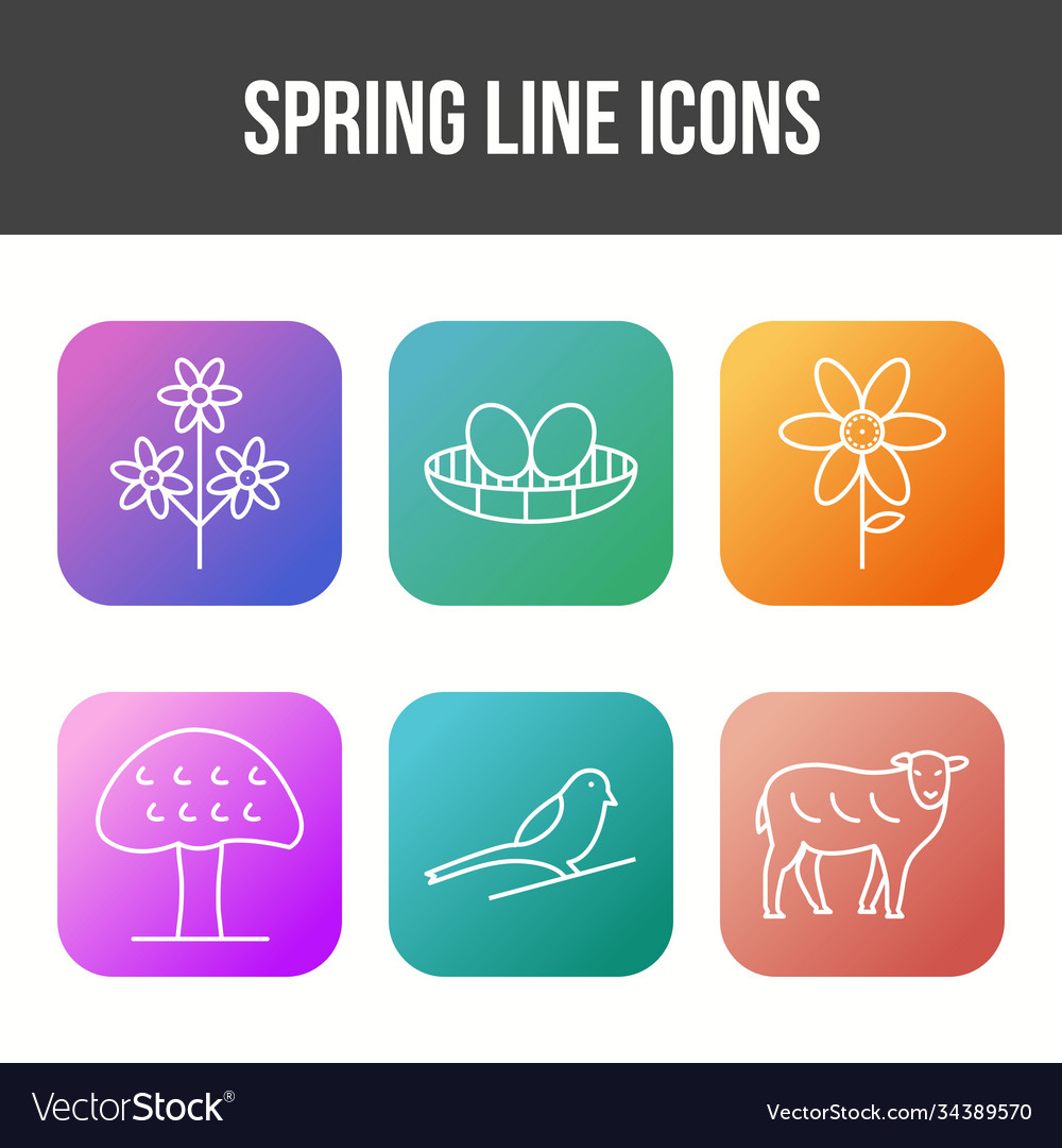 Spring line icon set