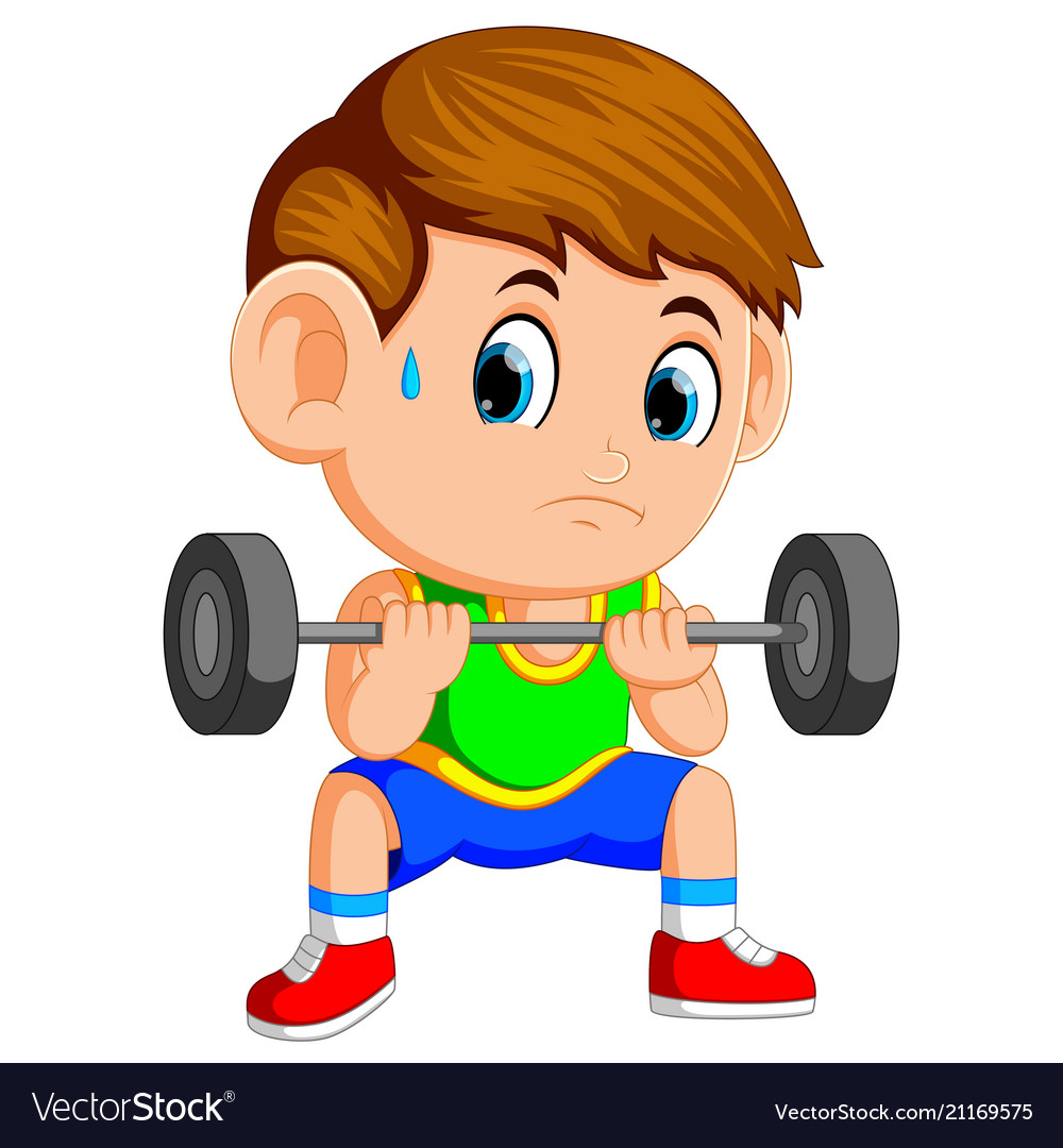 A Boy Lifting Weights Royalty Free Vector Image