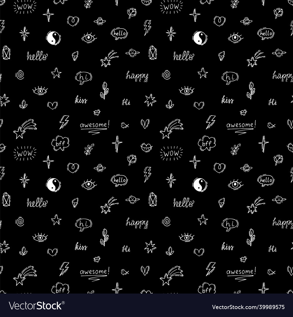 Abstract seamless pattern with doodle boho