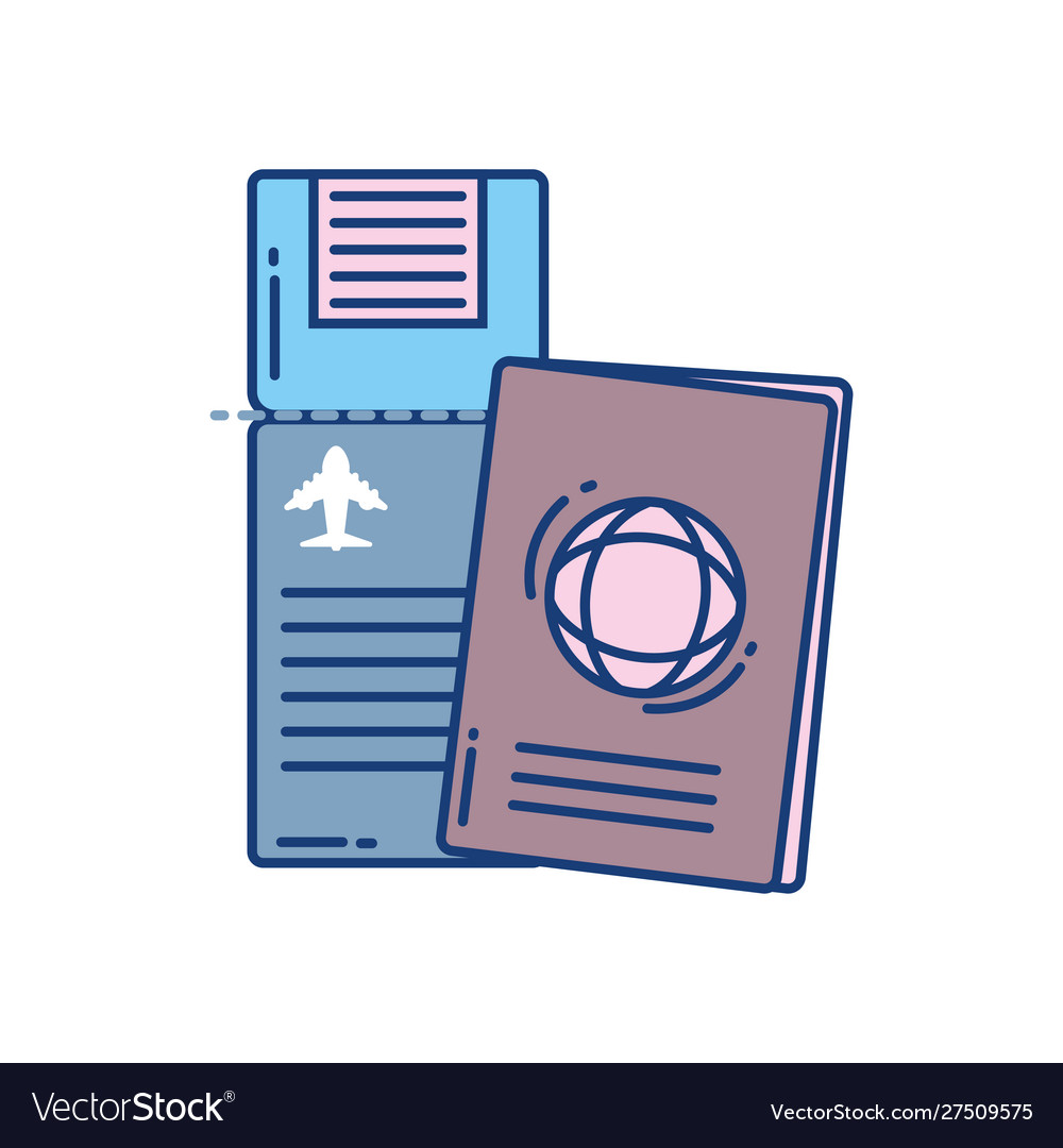 Airline Ticket And Passport Travel Aviation Vector Image