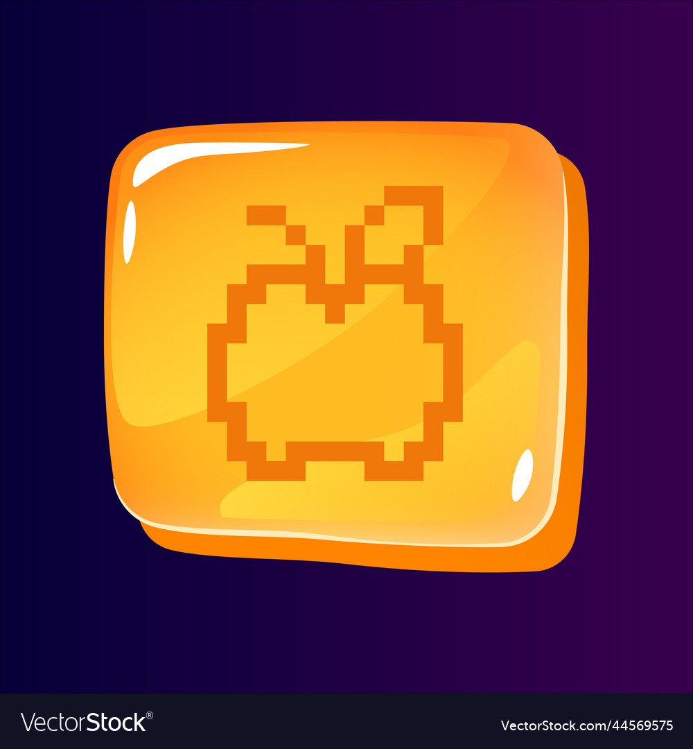 Apple glossy ui button with pixelated icon vector image Apple glossy ui button with pixelated icon