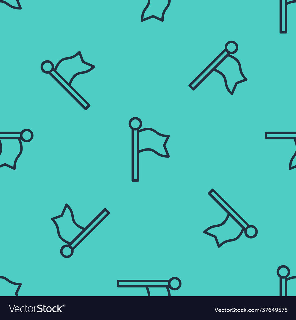 Black line flag icon isolated seamless pattern