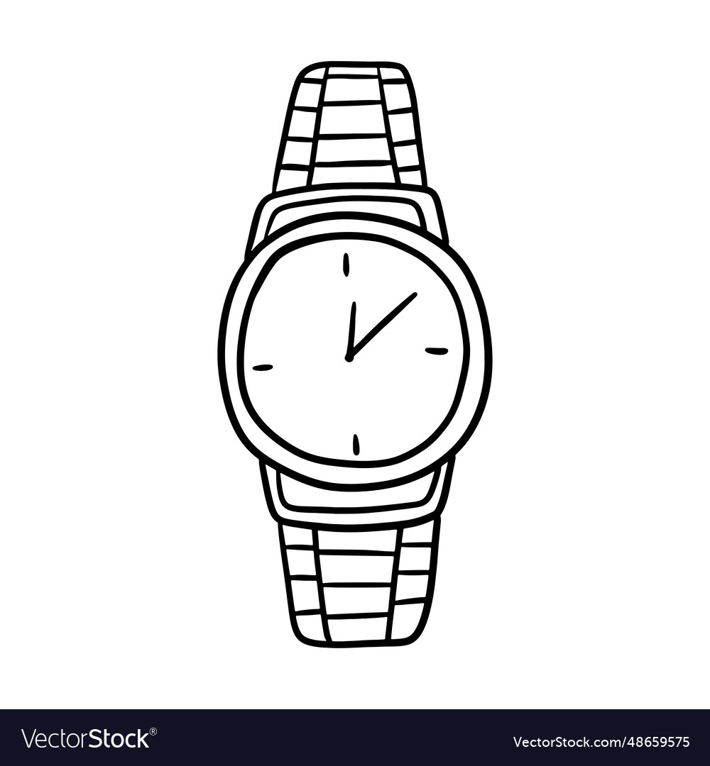 Classic male watch with metal bracelet Royalty Free Vector