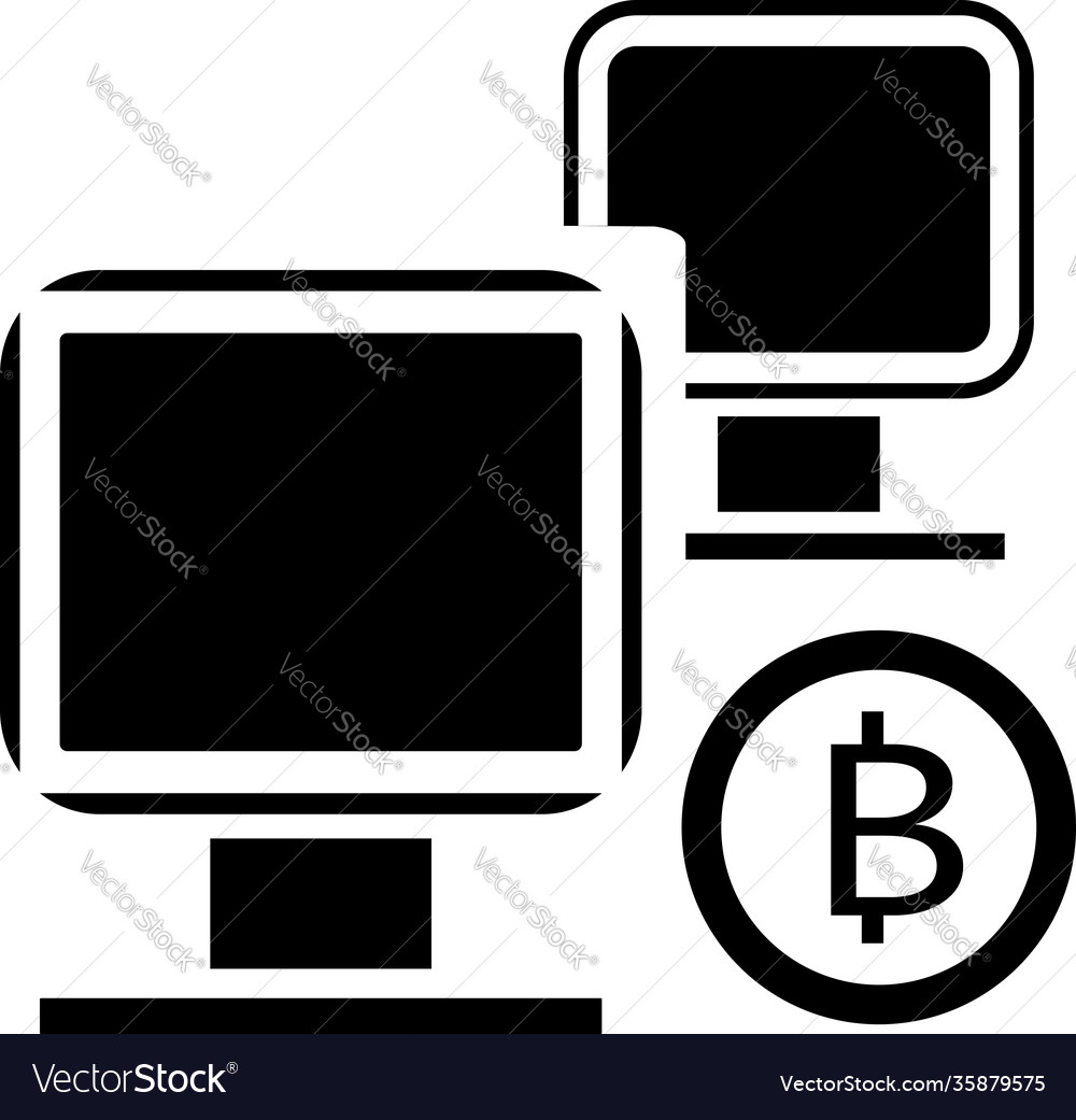 Computers that transmit information to bitcoin vector image Computers that transmit information to bitcoin