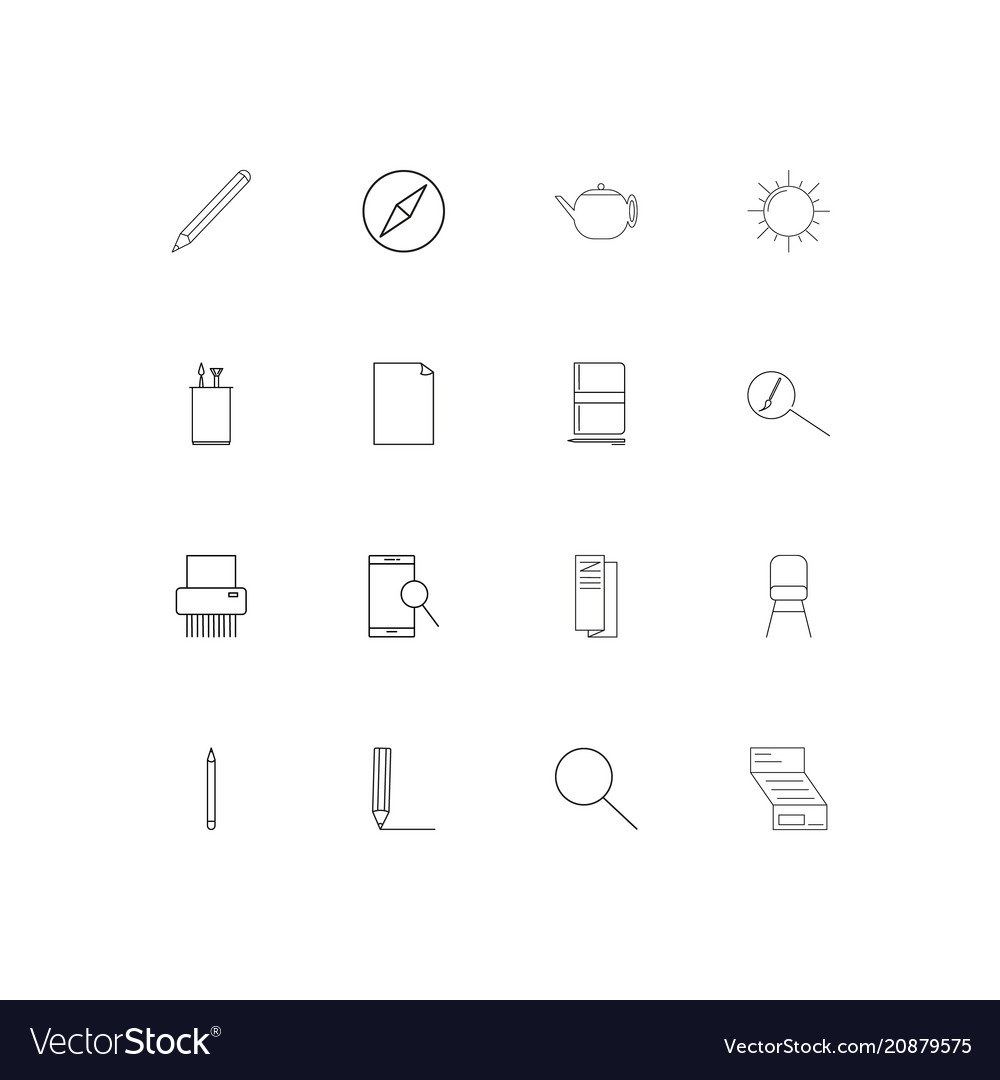 Creative process and design linear thin icons set