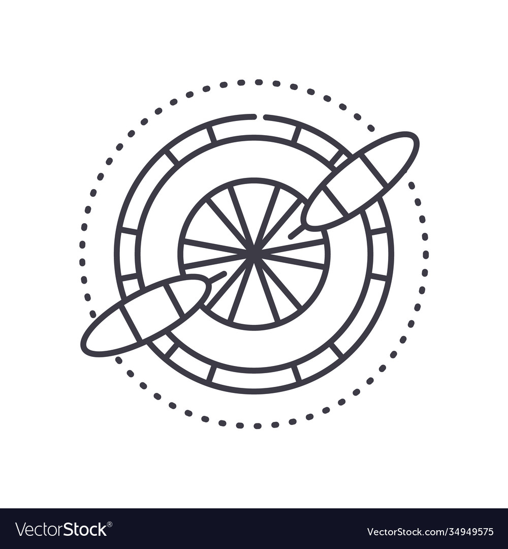 Dart game icon linear isolated thin Vector Image Dart game icon linear isolated thin