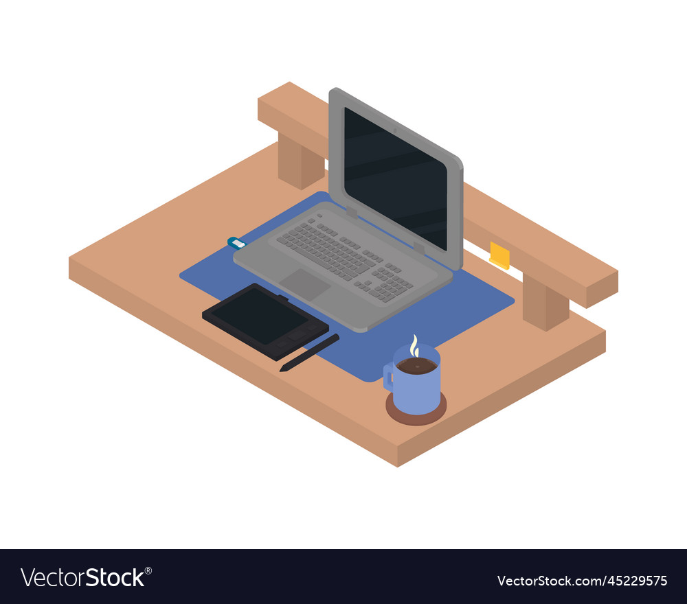 Desk with computer