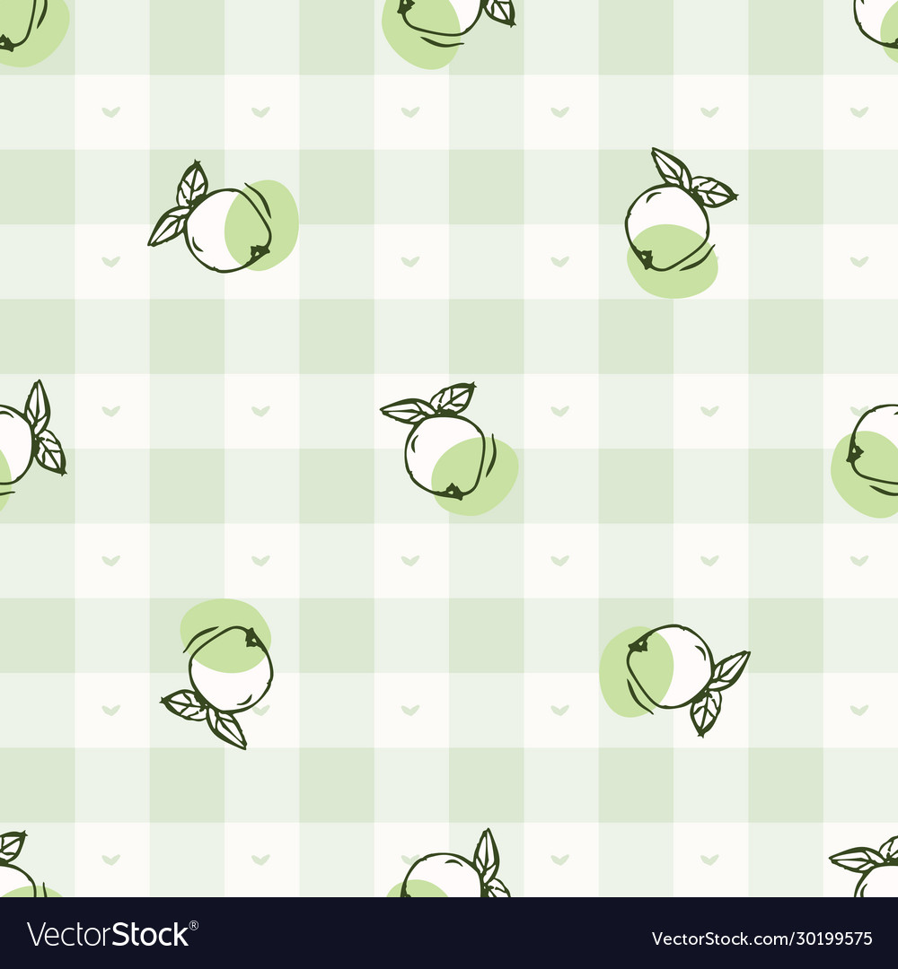 Hand drawn whimsical apple gingham seamless Vector Image