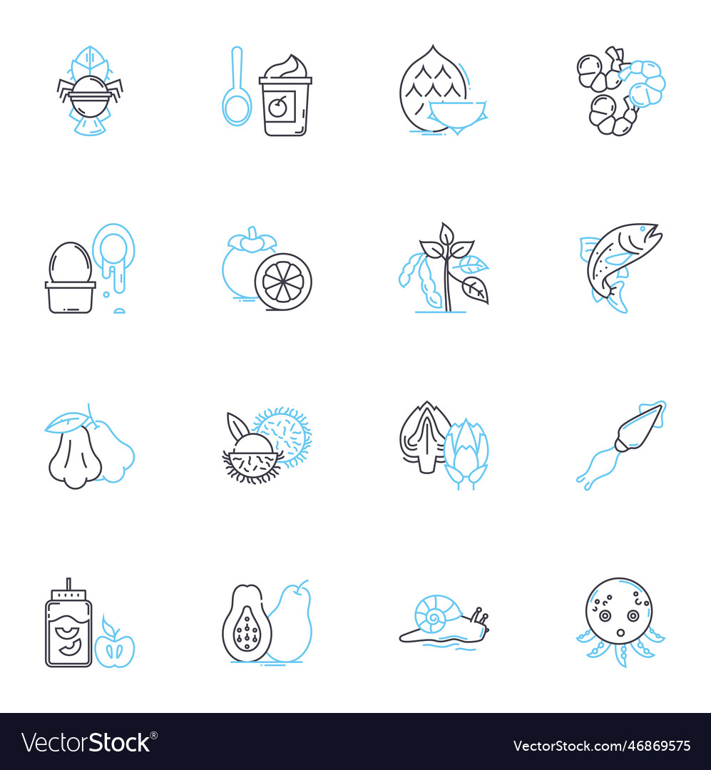 Healthy sustenance linear icons set nourishment