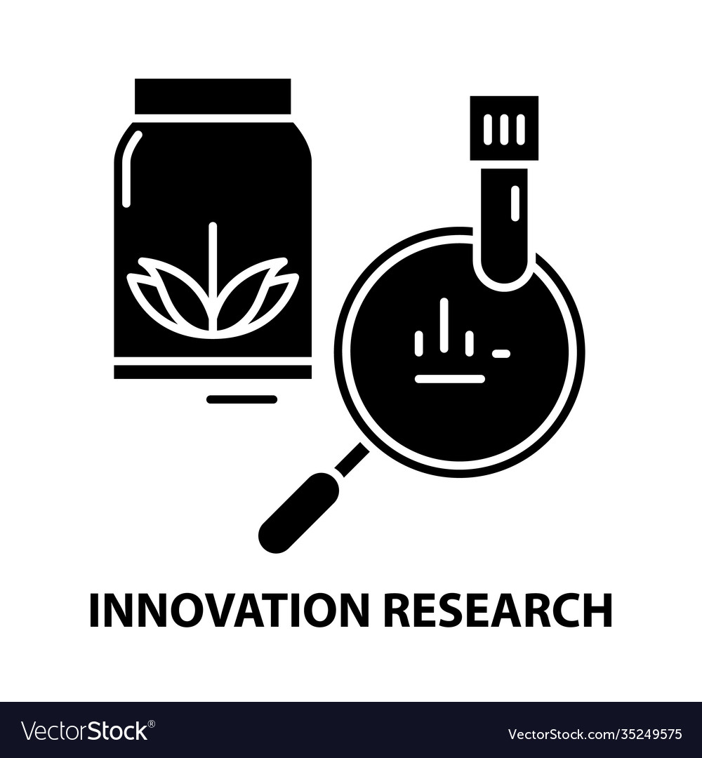 Innovation research icon black sign