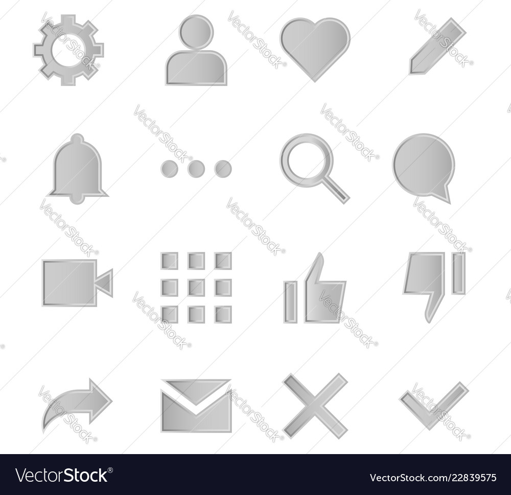 Interface metal icons for web and mobile app vector image Interface metal icons for web and mobile app
