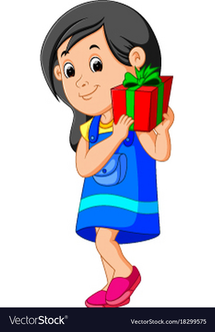 Kleine Mädchen mit einer Geschenkbox
