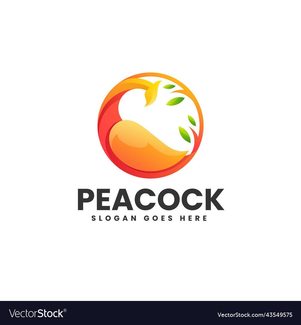 Logo peacock gradient colorful style vector image Logo peacock gradient colorful style