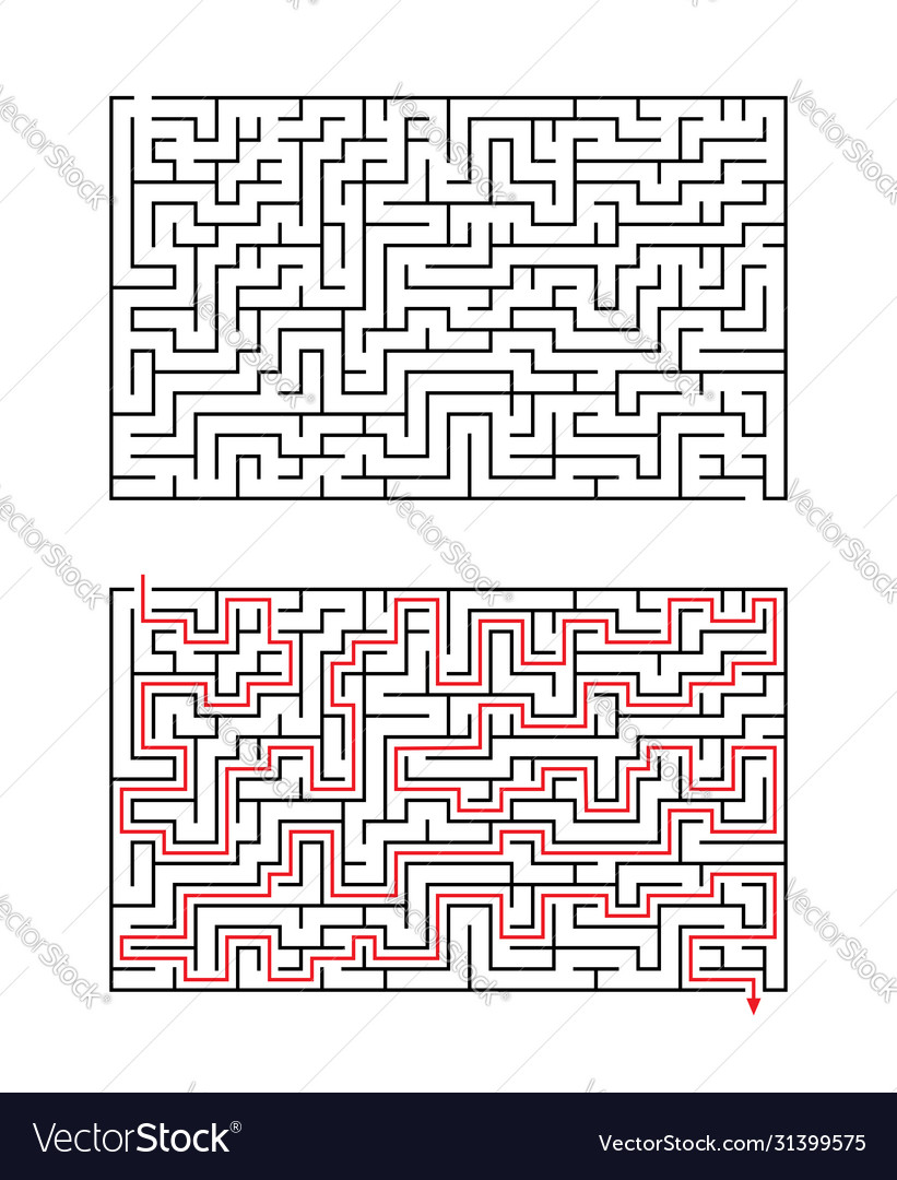 Rectangular maze isolated on white background vector image Rectangular maze isolated on white background