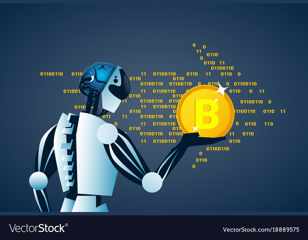 Robot with Bitcoin - Crypto Finance