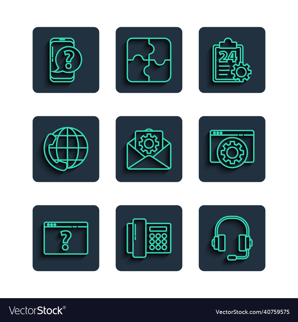 Set line browser with question mark telephone vector image Set line browser with question mark telephone