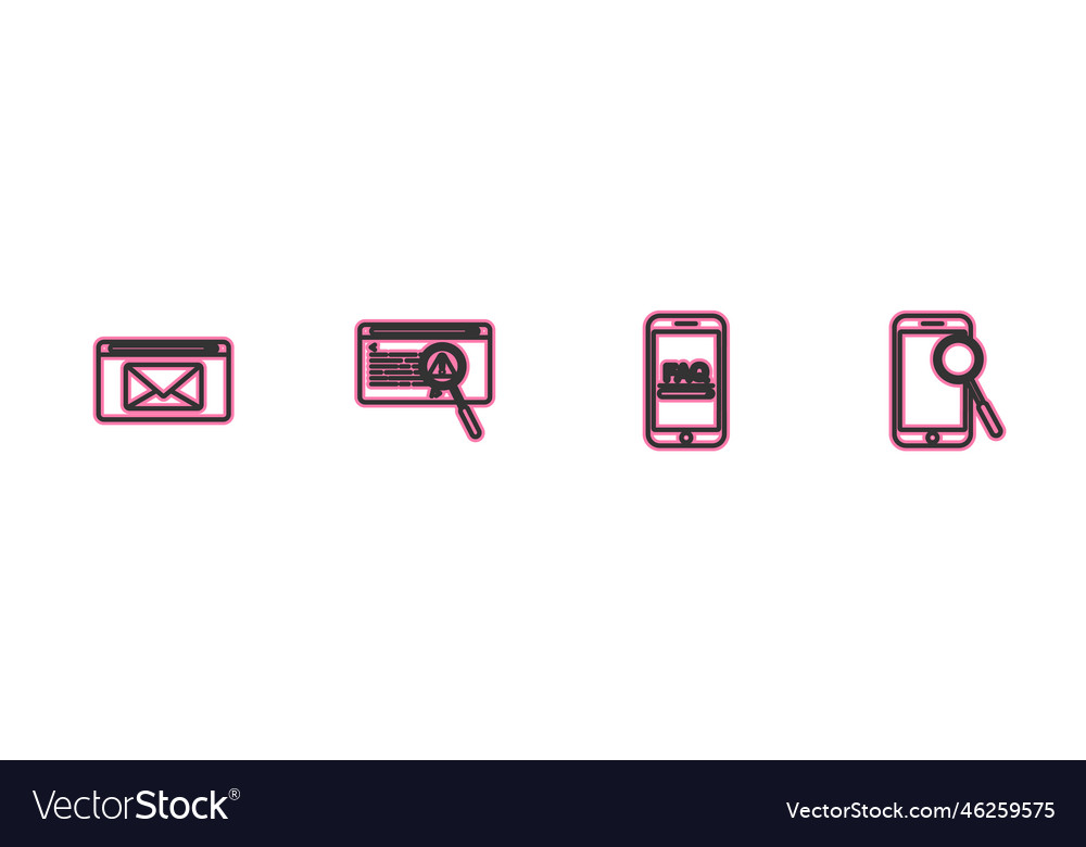 Set line mail and e-mail mobile with faq Vector Image Set line mail and e-mail mobile with faq