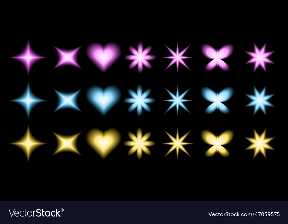 Set of shiny objects design elements vector image Set of shiny objects design elements