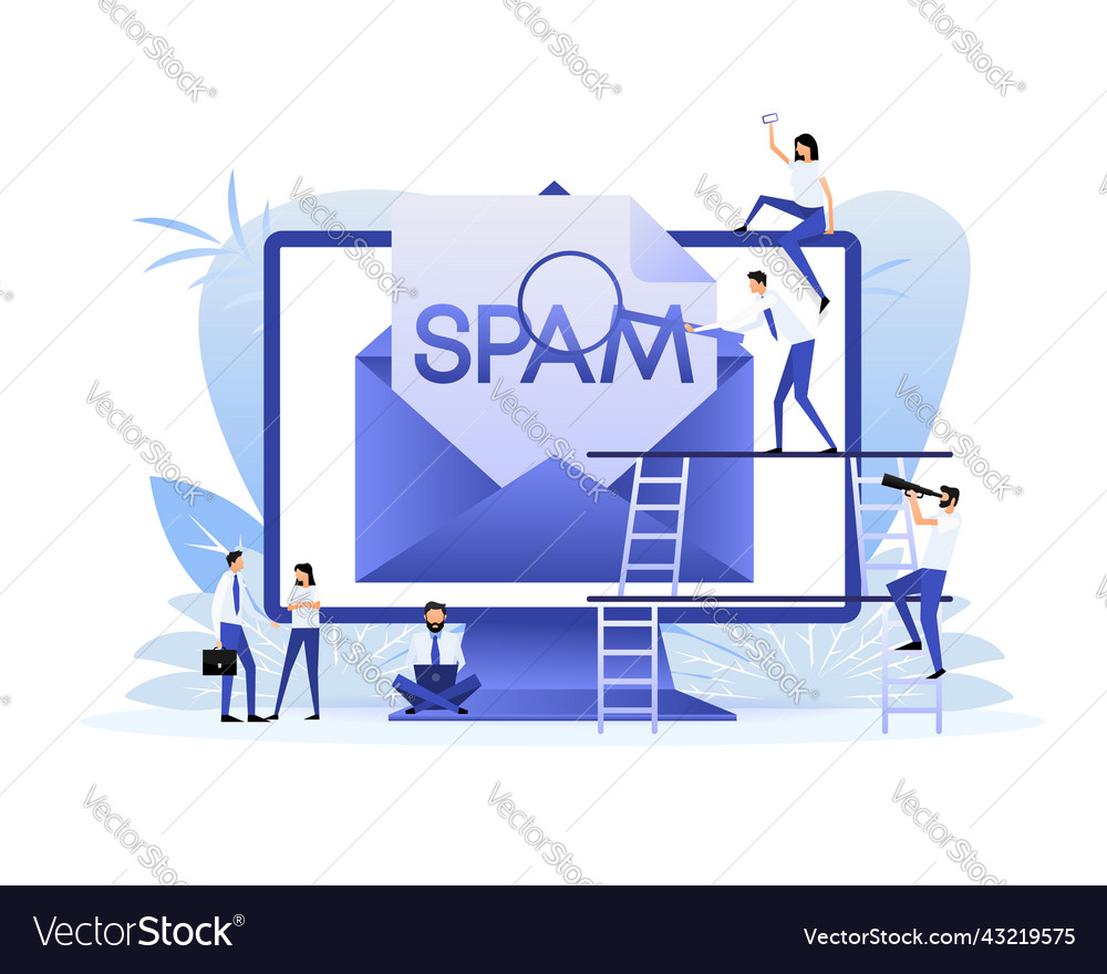 Spamming mailbox concept flat style characters vector image Spamming mailbox concept flat style characters
