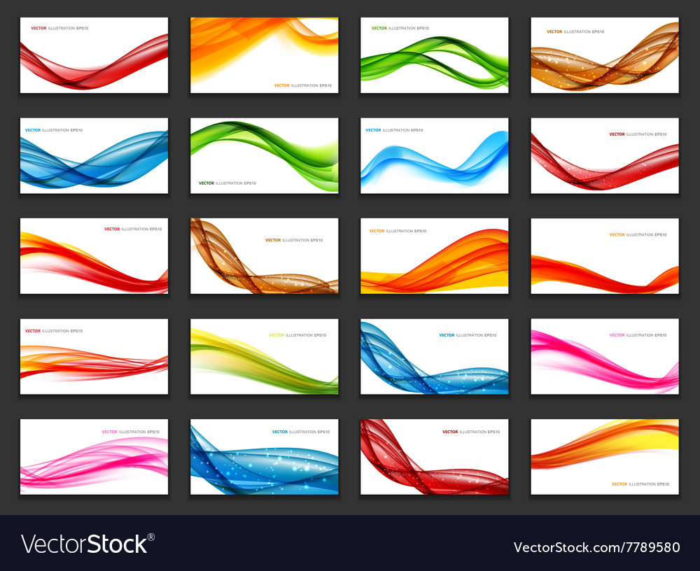 Abstract colored wave card set background