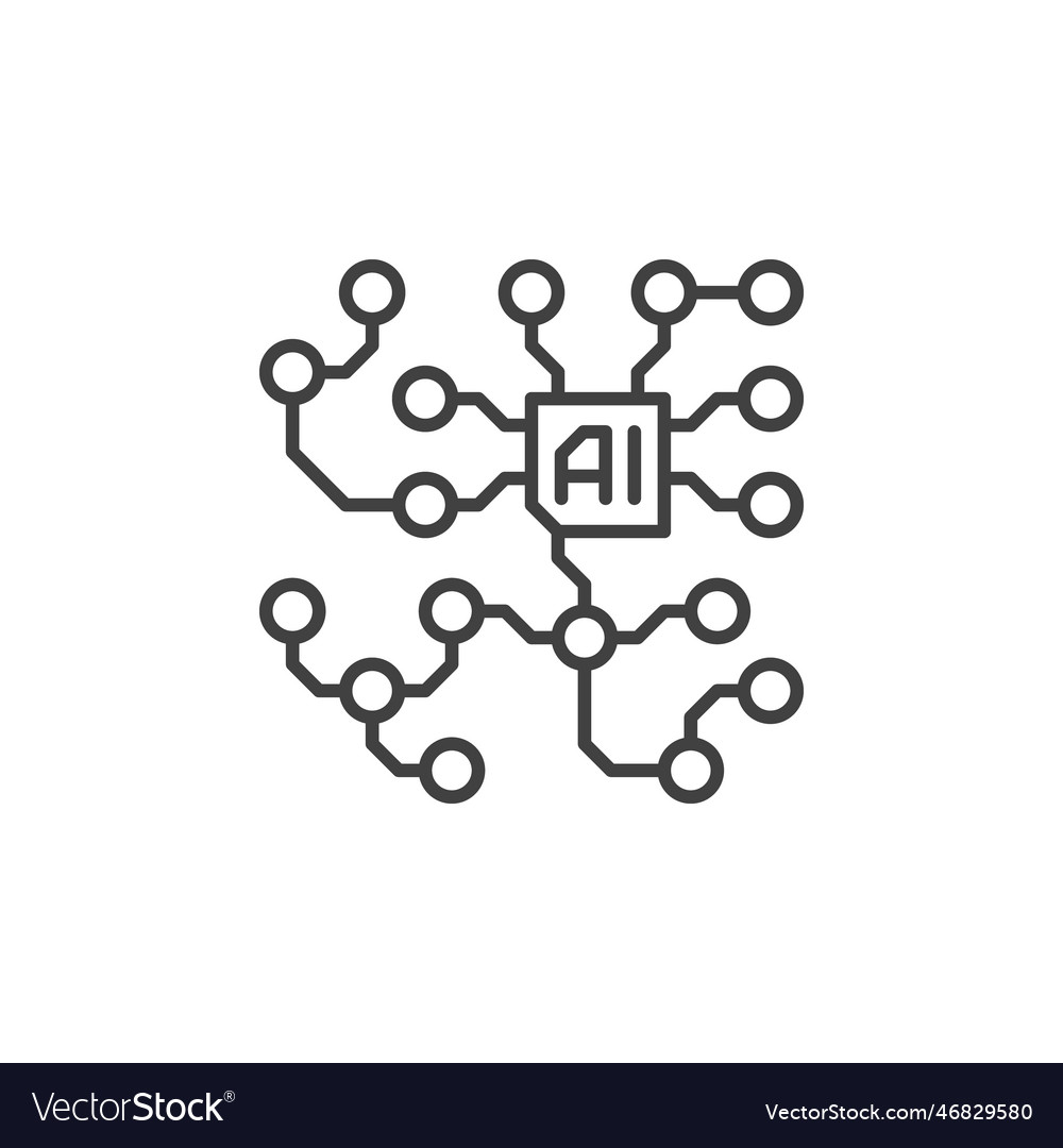 Artificial intelligence networl concept outline vector image Artificial intelligence networl concept outline
