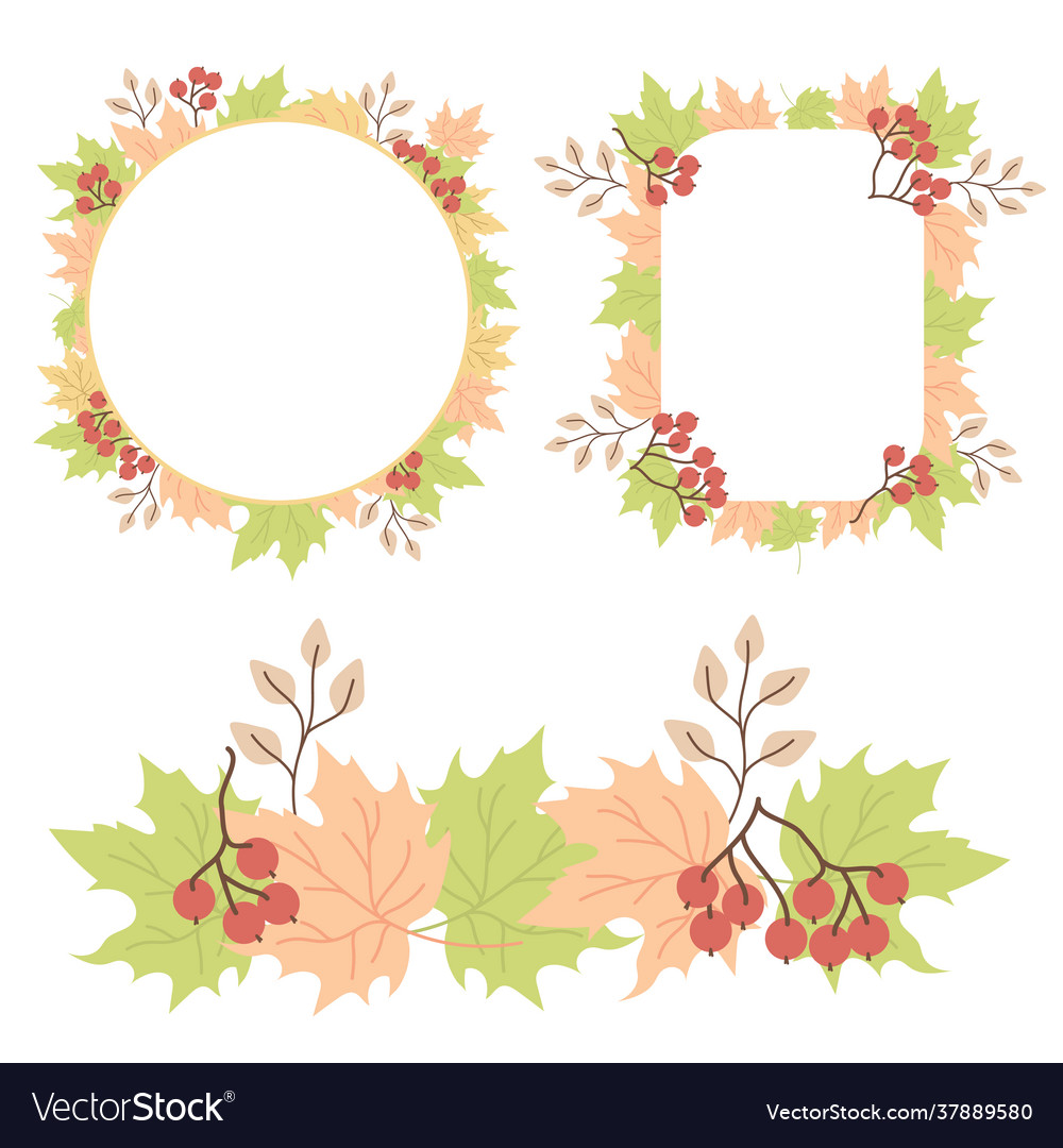 Autumn pattern leaves a set frames vector image Autumn pattern leaves a set frames