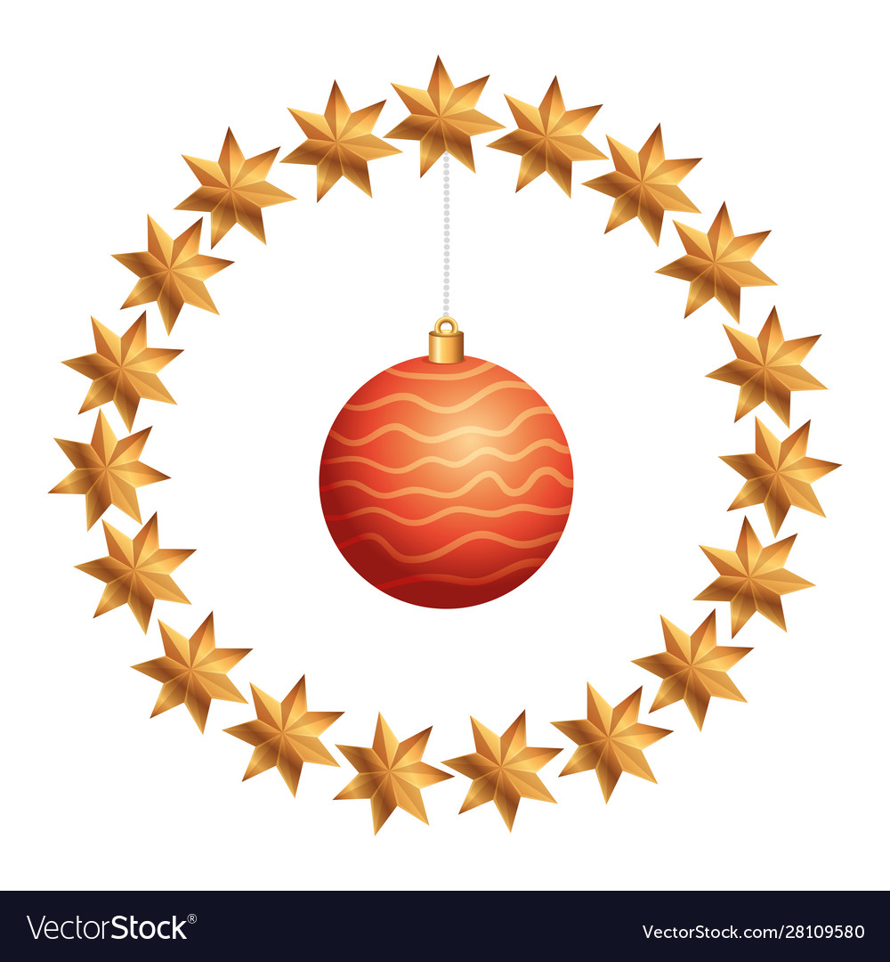 Ball christmas in frame circular stars