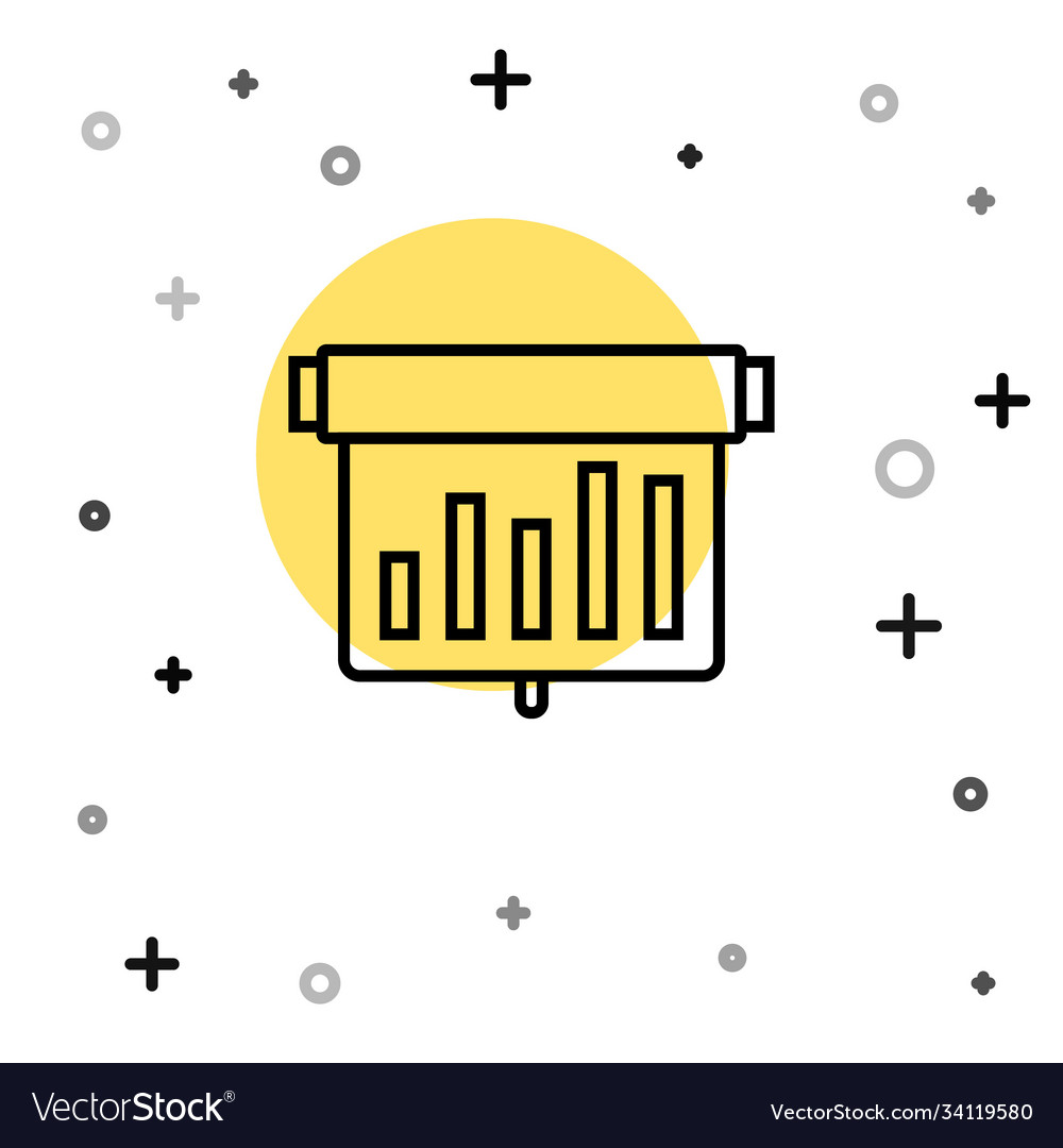 Black line board with graph chart icon isolated
