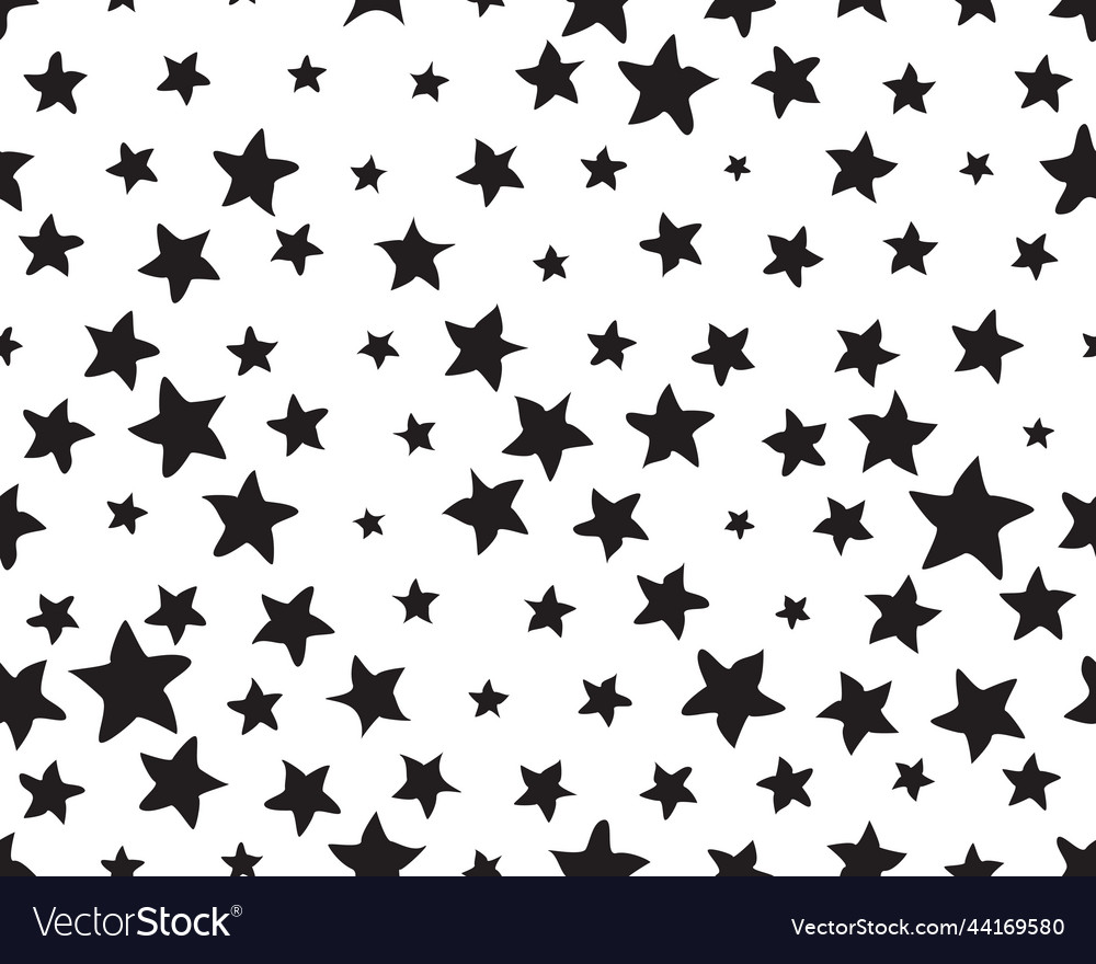 Black stars random size seamless pattern Vector Image